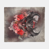 tovenarij | Red Eyed Smoky Demon Beast met Rozen Fleece Deken (Voorkant (Horizontaal))