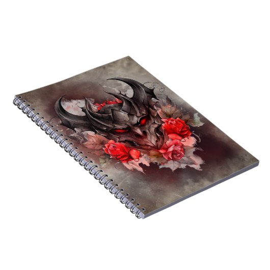tovenarij | Red Eyed Smoky Demon Beast met Rozen Notitieboek (Rechterzijde)
