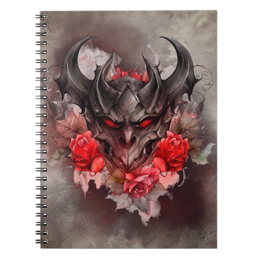 tovenarij | Red Eyed Smoky Demon Beast met Rozen Notitieboek (Voorkant)