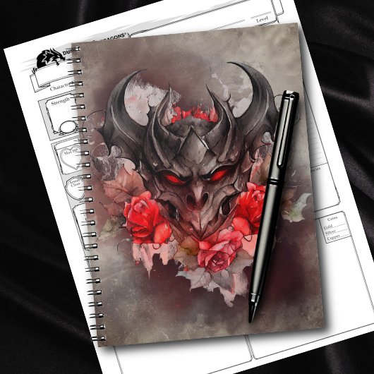 tovenarij | Red Eyed Smoky Demon Beast met Rozen Notitieboek