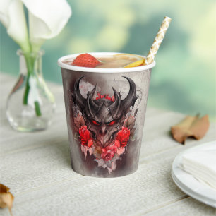 tovenarij   Red Eyed Smoky Demon Beast met Rozen Papieren Bekers