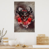 tovenarij | Red Eyed Smoky Demon Beast met Rozen Poster (Keuken)