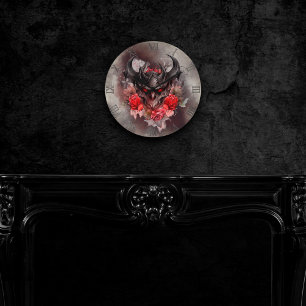 tovenarij   Red Eyed Smoky Demon Beast met Rozen Ronde Klok