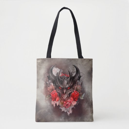 tovenarij | Red Eyed Smoky Demon Beast met Rozen Tote Bag (Voorkant)