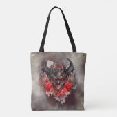 tovenarij | Red Eyed Smoky Demon Beast met Rozen Tote Bag (Achterkant)