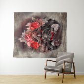 tovenarij | Red Eyed Smoky Demon Beast met Rozen Wandkleed (In Situ (horizontaal))