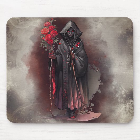 tovenarij | Shadowy Dark Witch Glowing Red Eyes Muismat (Voorkant)