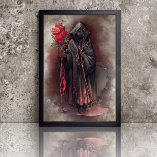 tovenarij   Shadowy Dark Witch Glowing Red Eyes Poster