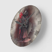 tovenarij | Shadowy Dark Witch Glowing Red Eyes Ronde Klok (Hoek)