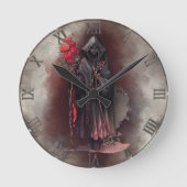 tovenarij | Shadowy Dark Witch Glowing Red Eyes Ronde Klok (Voorkant)