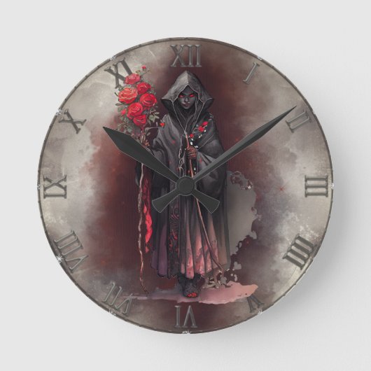 tovenarij | Shadowy Dark Witch Glowing Red Eyes Ronde Klok (Voorkant)