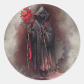 tovenarij | Shadowy Dark Witch Glowing Red Eyes Ronde Sticker (Voorkant)