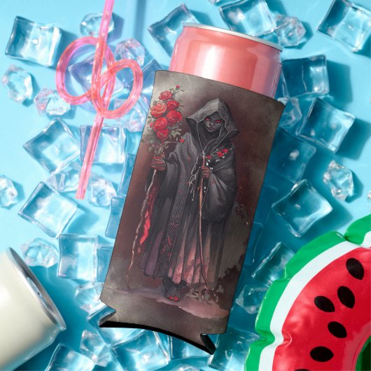 tovenarij | Shadowy Dark Witch Glowing Red Eyes Seltzer Blikjeskoeler (Insitu Zomer)