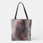 tovenarij | Shadowy Dark Witch Glowing Red Eyes Tote Bag (Achterkant)
