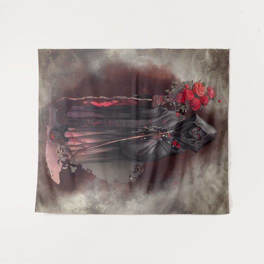 tovenarij | Shadowy Dark Witch Glowing Red Eyes Wandkleed (Voorkant (horizontaal))