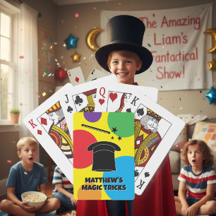 Tovenarsspriet en -hoed aangepaste tovenaars speel pokerkaarten