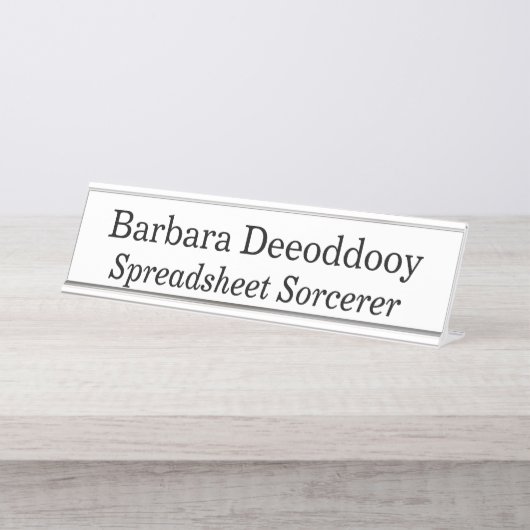 Tovennaar Wit Spreadsheet Bureau Naambordje (Voorkant)