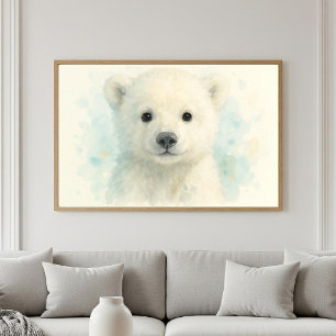 Tover Babypolarbeer Watercolor Portret Poster