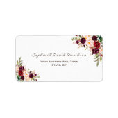 Toverachtig Burgundy Rood Marsala Bloem Bruiloft Etiket (Voorkant)
