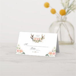 Toverachtig Roze Blush Bloemendekor met Geweien Ta Plaatskaartje