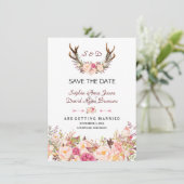 Toverachtig Roze Blush Bloemige Geweien Bruiloft Save The Date (Staand voorkant)