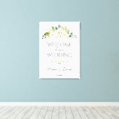 Toverachtig wit crèmewit bloemstuk welkomst Huweli Canvas Afdruk (Insitu (Houten vloer))