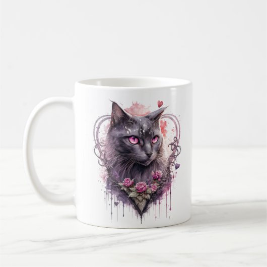 Toverachtig zwart poesje kat koffiemok (Links)