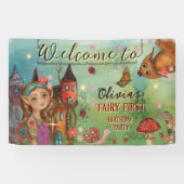 Toverachtige Bosfee Eerste Verjaardag Muur Banner (Horizontaal)