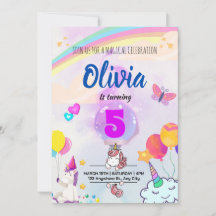 Toverachtige Eenhoorn Verjaardag met Kleurrijke Re