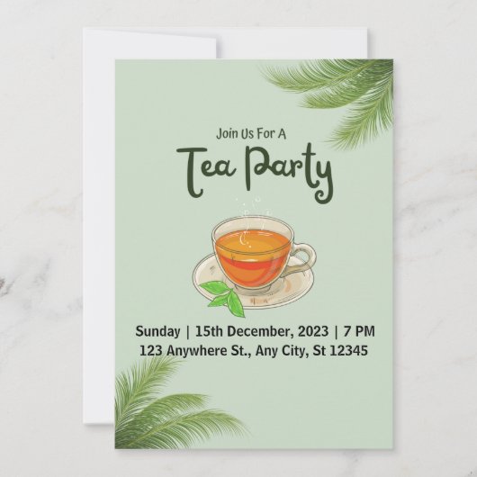 Toverachtige Groene Theepartij Uitnodigingen (Voorkant)