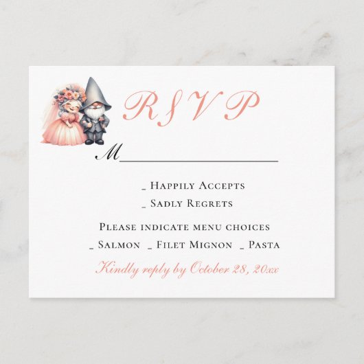 Toverachtige Kaboutertuin Bosbruiloft RSVP Uitnodiging Briefkaart (Voorkant)