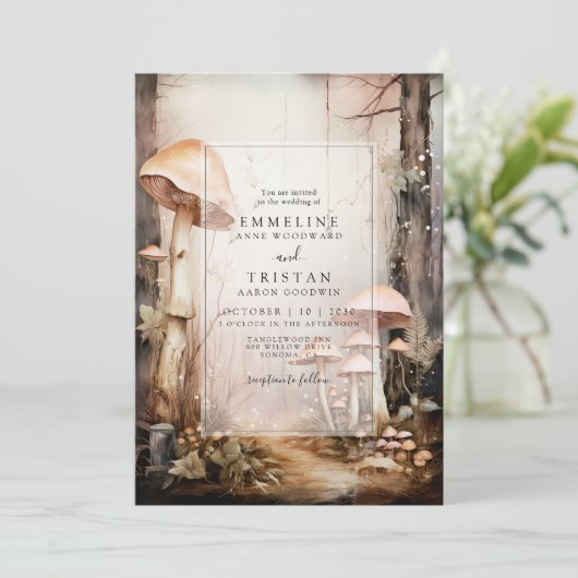 Toverachtige Paddenstoelen Bruiloftsinvitaties voo Kaart (Staand voorkant)