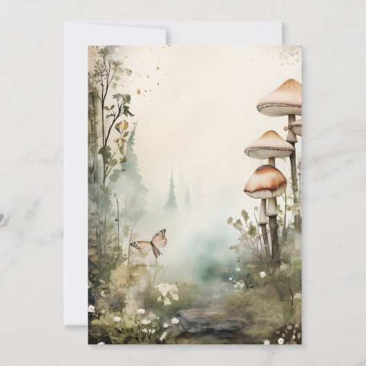 Toverachtige Paddenstoelen Bruiloftsinvitaties voo Kaart (Achterkant)