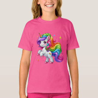 Toverachtige Regenboog Eenhoorn met Wolk & Regenbo T-shirt