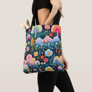 Toverachtige Regenboogtuin Bloemige Fantasie Patro Tote Bag