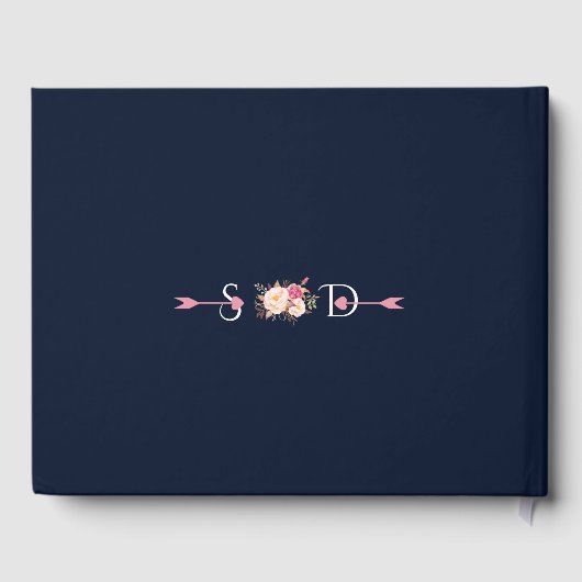 Toverachtige Roze Blush Bloemen Geweien Bruiloft Gastenboek (Achterkant)