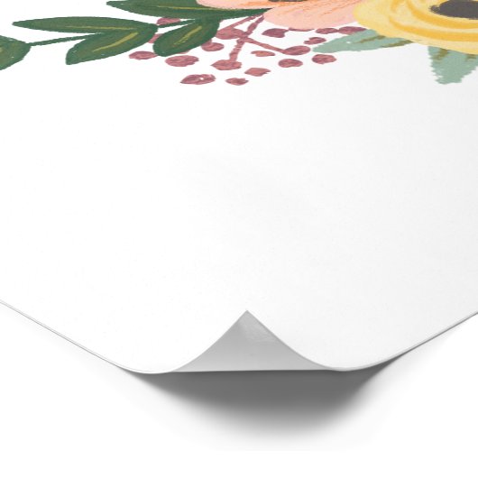 Toverachtige Roze Koraal Bloemige Bruidsdouche Wel Poster (Hoek)