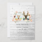 Toverachtige Rustieke Bos Herten Bruiloft Save The Date (Voorkant)