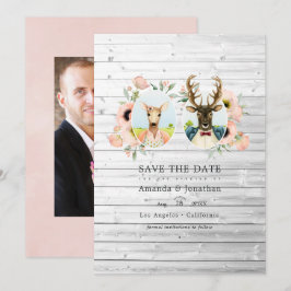 Toverachtige Rustieke Bos Herten Bruiloft Save The Date