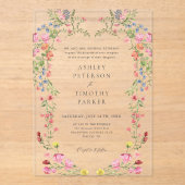 Toverachtige Tuin Wilde Bloem Klassieke Trouw  Acryl Uitnodigingen (Voorkant)