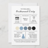 Toverachtige Uitnodigingskaart voor Bruidsmeisje Kaart (Achterkant)