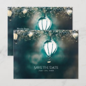Toverachtige zomerkernlichten Save the Date Aankondigingskaart (Voorkant / Achterkant)