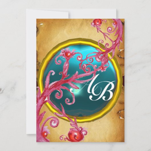 TOVERBESJES 4,MONOGRAM perkament Kaart (Voorkant)
