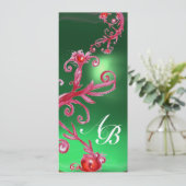 TOVERBESJES 4, MONOGRAM rode jade goud Kaart (Staand voorkant)