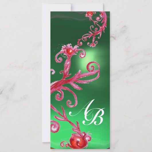 TOVERBESJES 4, MONOGRAM rode jade goud Kaart (Voorkant)