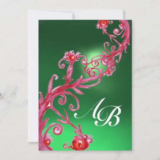 TOVERBESJES 4, MONOGRAM rode jade Kaart (Voorkant)