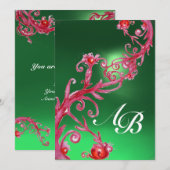 TOVERBESJES 4, MONOGRAM rode jade Kaart (Voorkant / Achterkant)