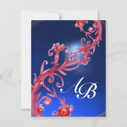 TOVERBESJES 4, MONOGRAM rode saffier goud Kaart (Voorkant)
