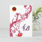 TOVERBESJES,MONOGRAM rode robijn Kaart (Staand voorkant)