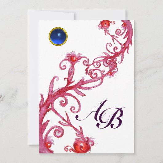 TOVERBESJES,MONOGRAM rode saffier Kaart (Voorkant)